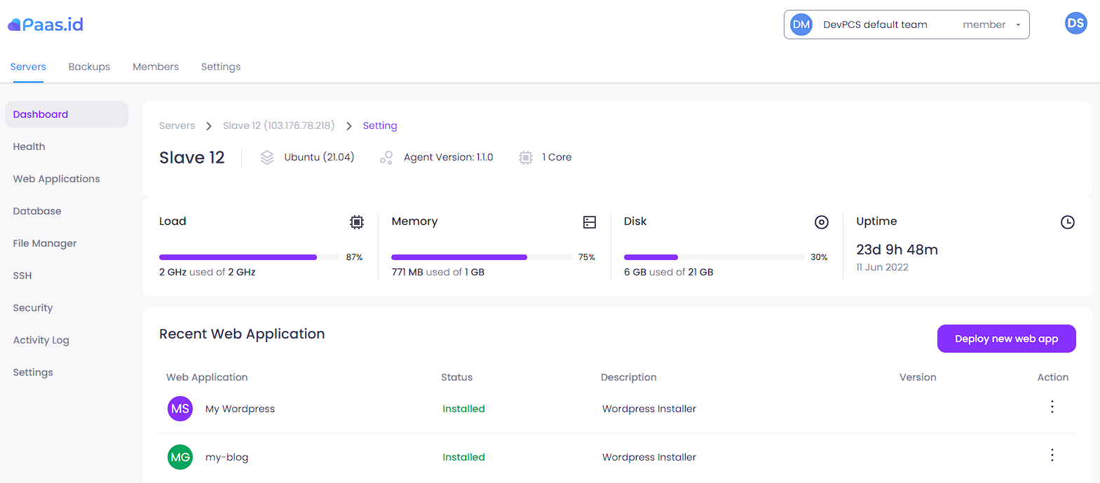 How to Delete a Domain from a Web Application on Paas.id