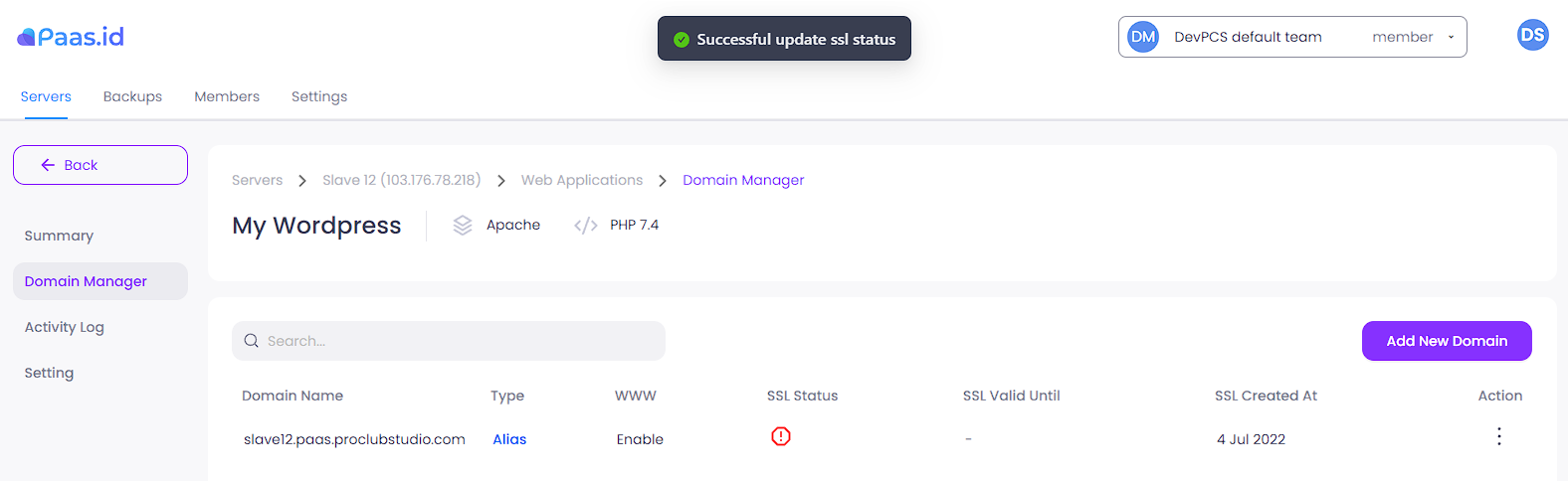 How to Renew Web Application SSL on Paas.id