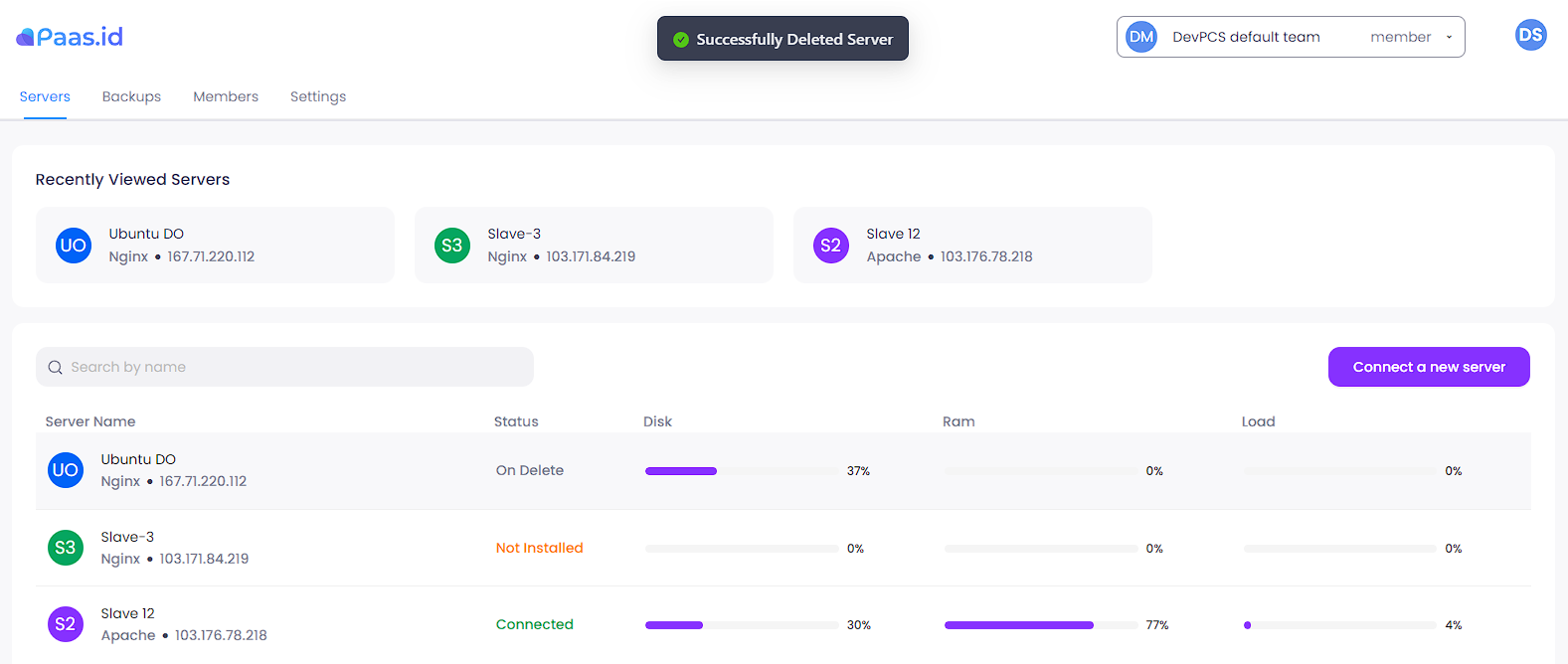 How to Delete a Web Server on Paas.id